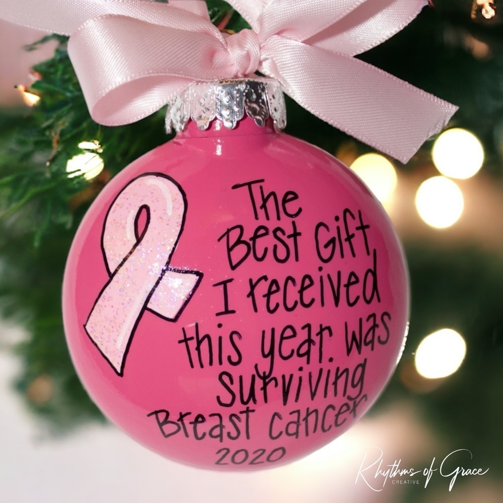 Surviving & Thriving: Customizable Breast Cancer Christmas Ornament! Handmade